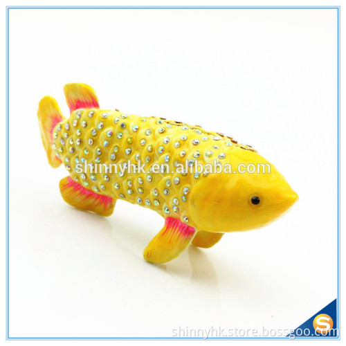 Gold Fish Shape Trinket Box With Rhinestone For Fish Trinket Box SCJ234